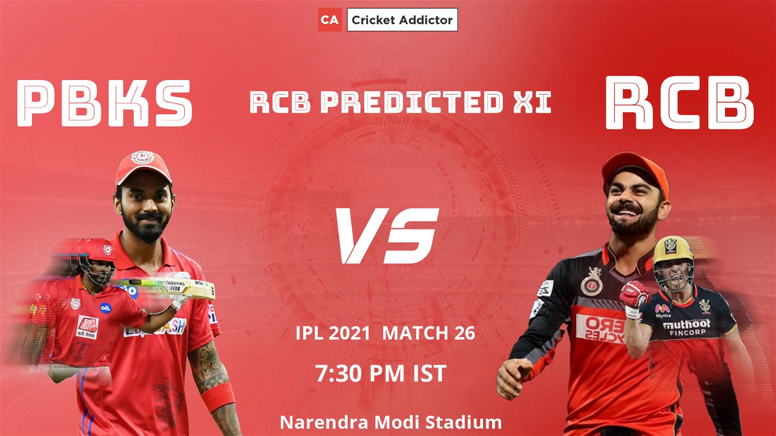 IPL 2021, RCB, Royal Challengers Bangalore, predicted playing XI, playing XI, PBKS vs RCB