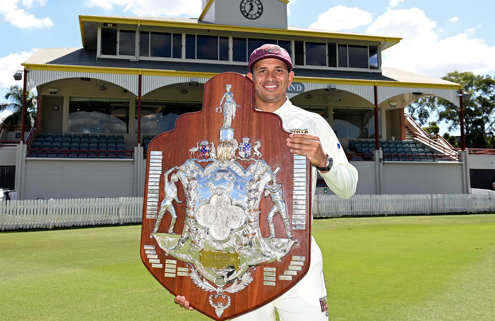 Usman Khwaja With Sheffield Shield 2020-21 Trophy