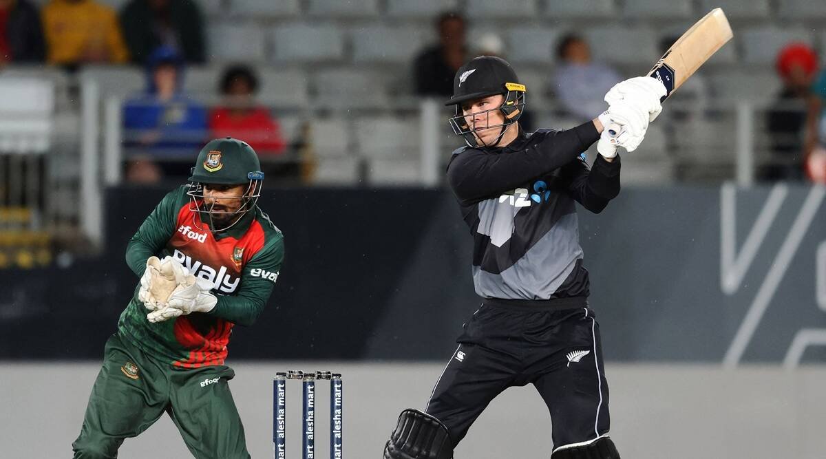 New Zealand's Finn Allen in action during their third T20I against Bangladesh. (Photo- Twitter/ICC)