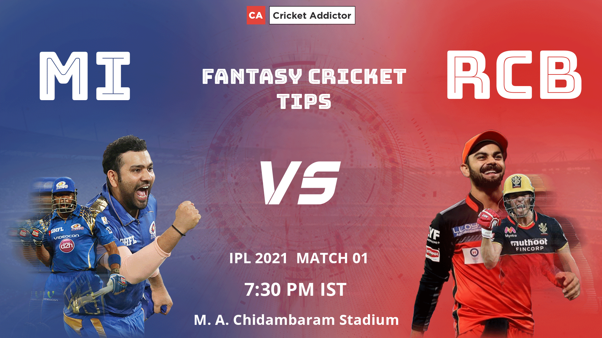 Mumbai Indians (MI) vs Royal Challengers Bangalore (RCB) Dream11 Prediction, Fantasy Cricket Tips, Playing XI, Pitch Report, Dream11 Team, Injury Update of VIVO IPL 2021.