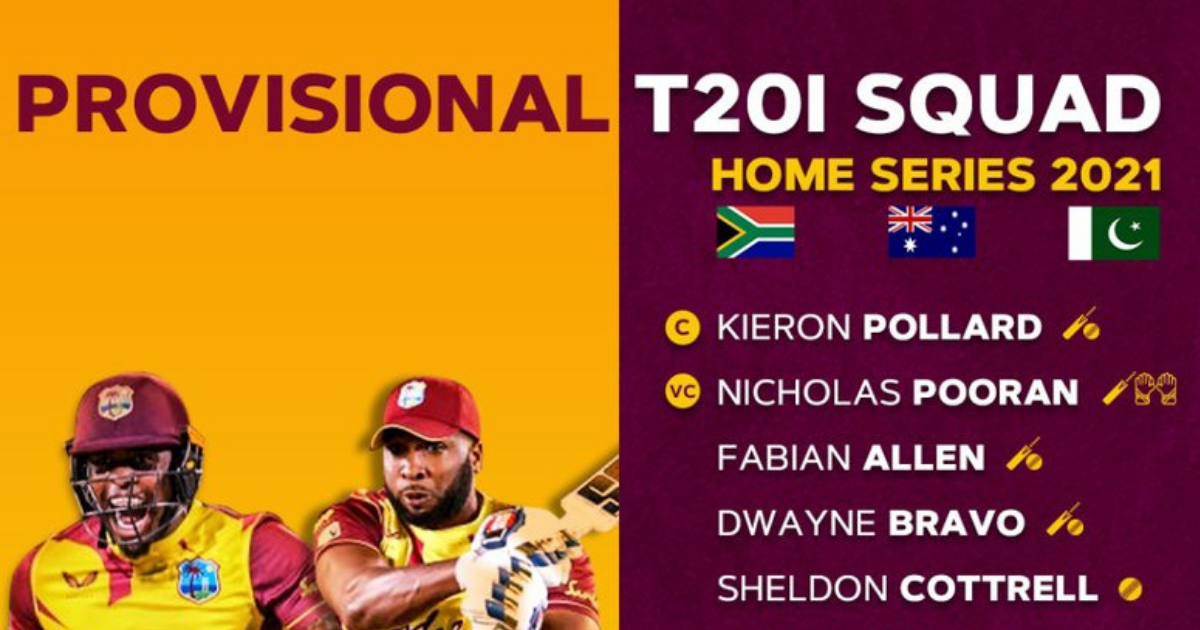 West Indies Provisional Squad Against South Africa, Australia, and Pakistan