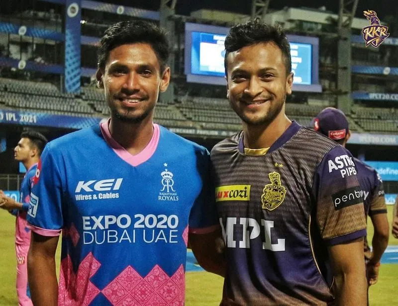 Shakib Al Hasan, Mustafizur Rahman during IPL 2021