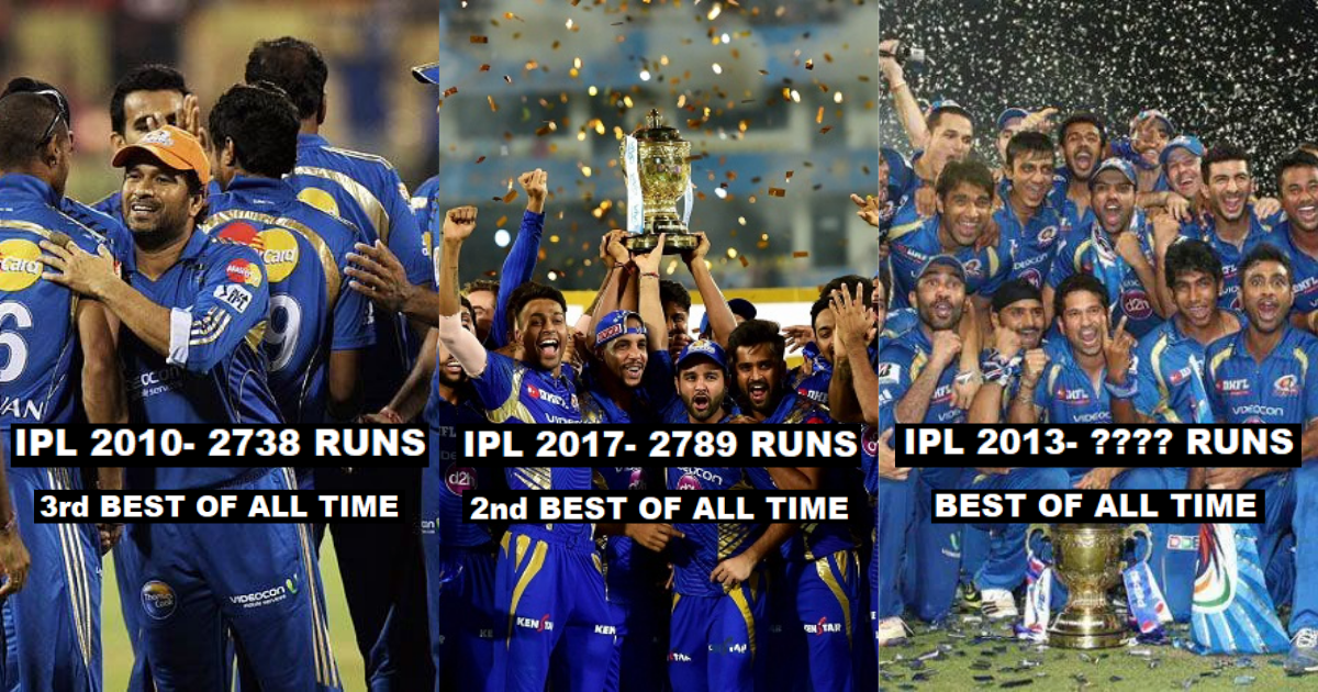 Season Wise Break Up Of Runs Scored By Mumbai Indians (MI) In The IPL