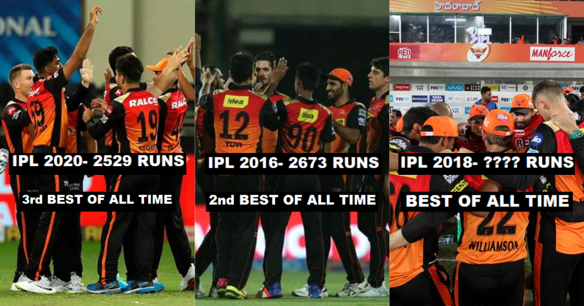 Season Wise Break Up Of Runs Scored By Sunrisers Hyderabad (SRH) In The IPL