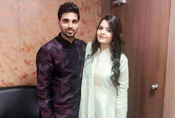 Bhuvneshwar Kumar and his wife Nupur Nagar