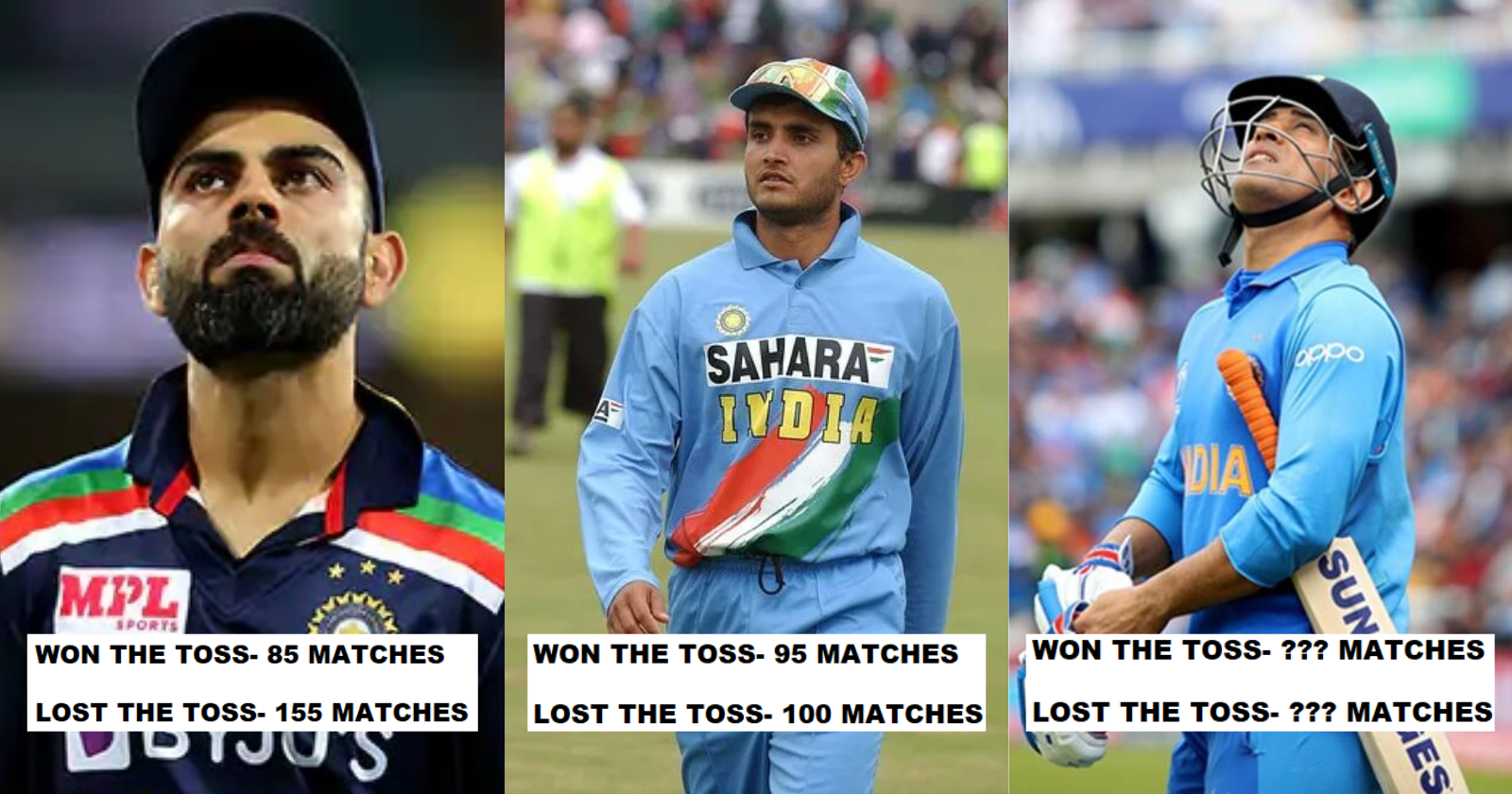 Most Successful Indian Captains At Coin Toss (Minimum 100 Matches)