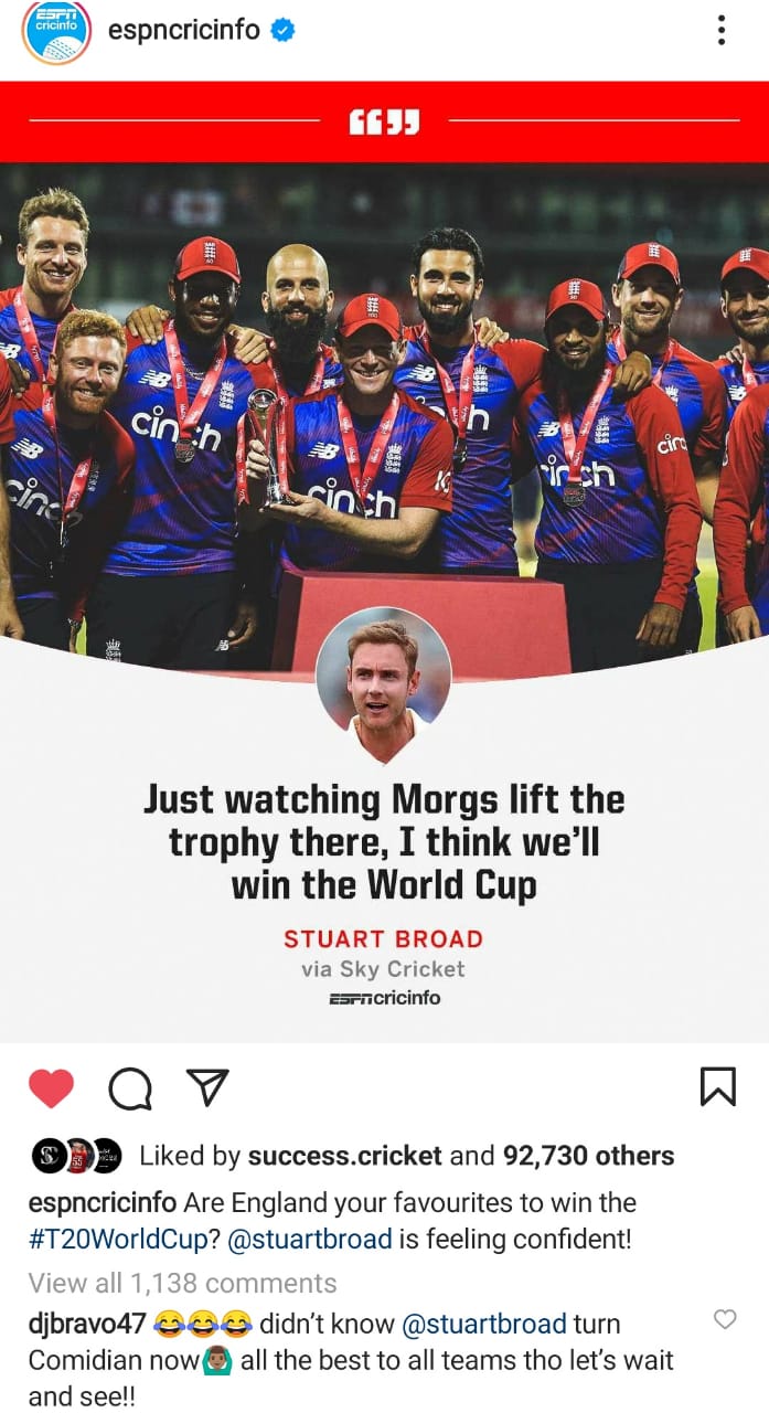 Stuart Broad, Dwayne Bravo