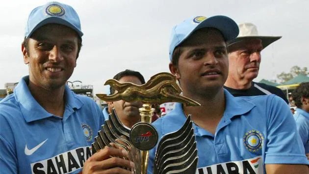 Suresh Raina and Rahul Dravid. Photo- AFP