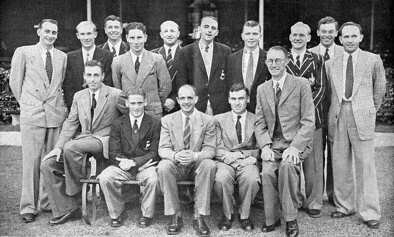 John Watkins with the South African team on ANZ tour in 1952/53. Photo- Twitter