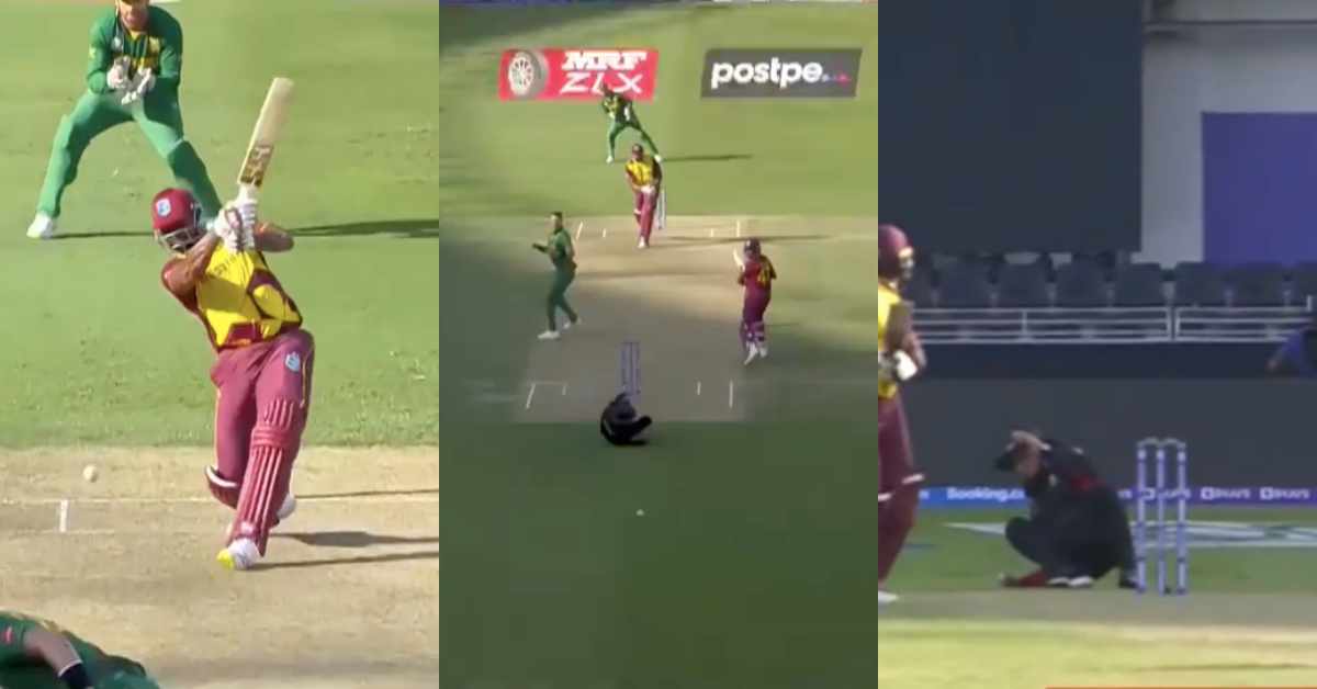 ICC T20 World Cup 2021: Watch - Aleem Dar Almost Loses His Head Courtesy Kieron Pollard's Straight Hit