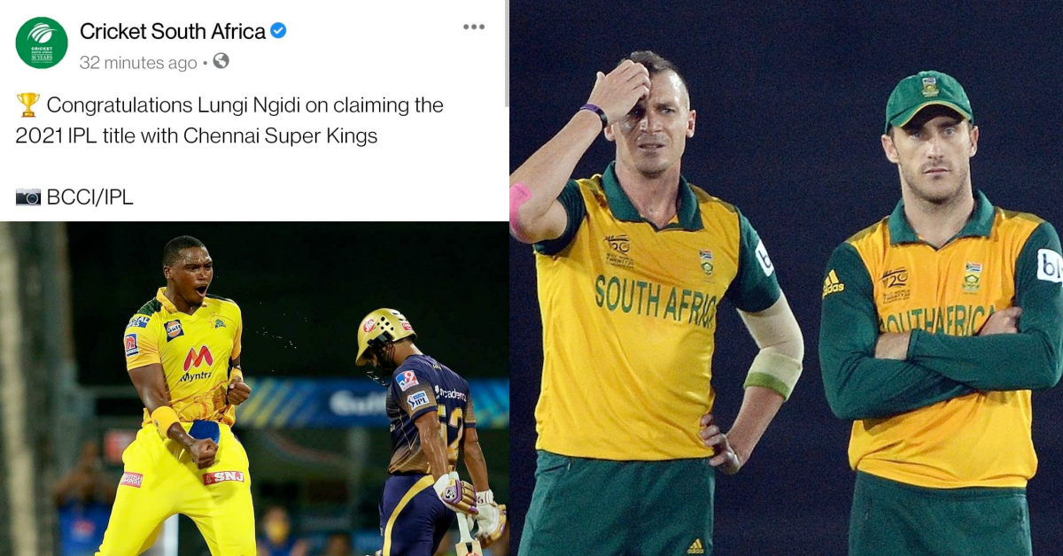 CSA Congratulates Lungi Ngidi For IPL Win, Leaves Out Faf, Imran Tahir; Later Deletes Post After Being Criticised By Dale Steyn and Faf du Plessis