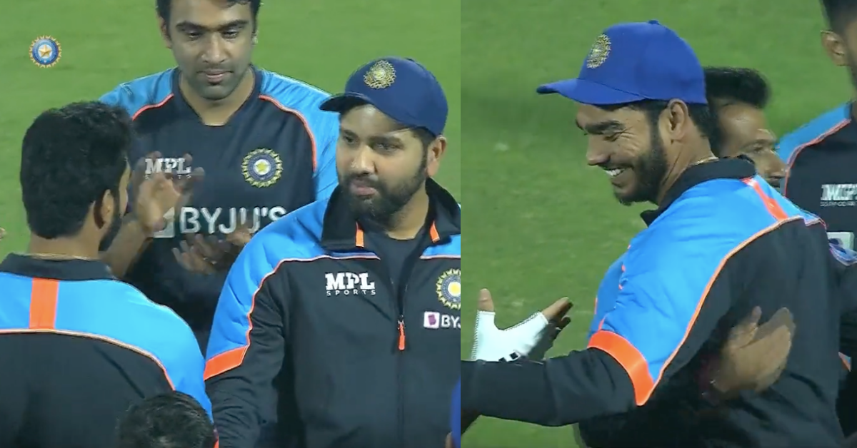 IND vs NZ 2021: Watch – Venkatesh Iyer Receives His Debut Cap From Rohit Sharma