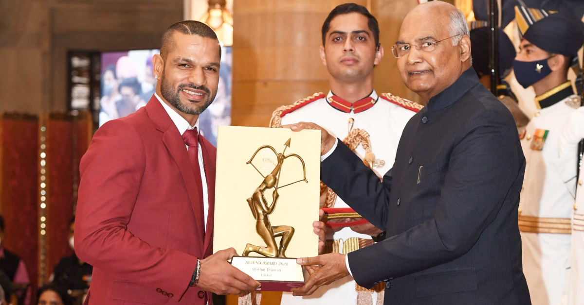 Watch: Indian Opening Batsman Shikhar Dhawan Receives Arjuna Award From President Ram Nath Kovind