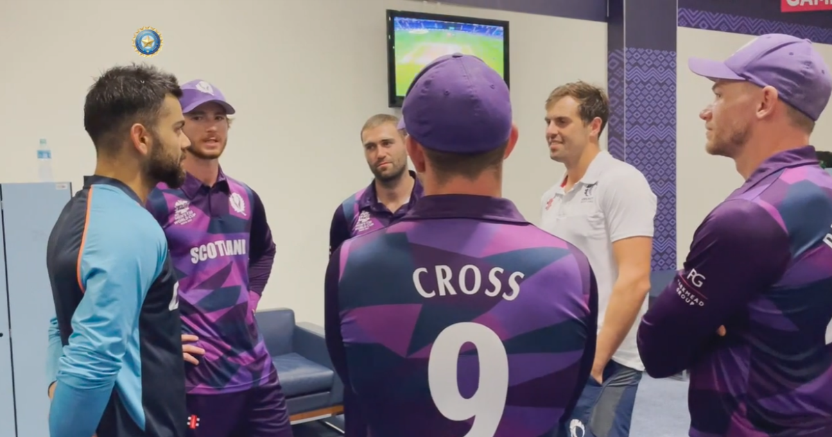Watch- Scotland Players Pay A Visit To The Indian Dressing Room After The Match