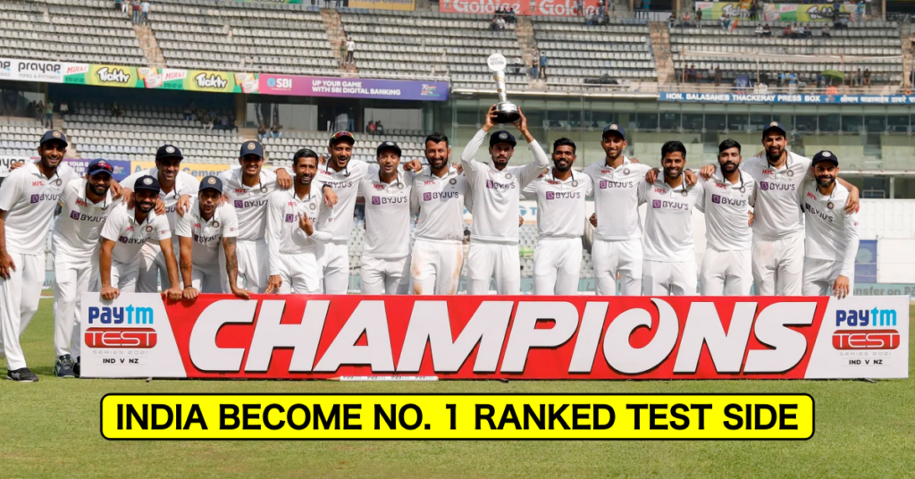 India Dethrone New Zealand To Become No. 1 Ranked ICC Test Team After Beating Them 1-0 In The Home Test Series