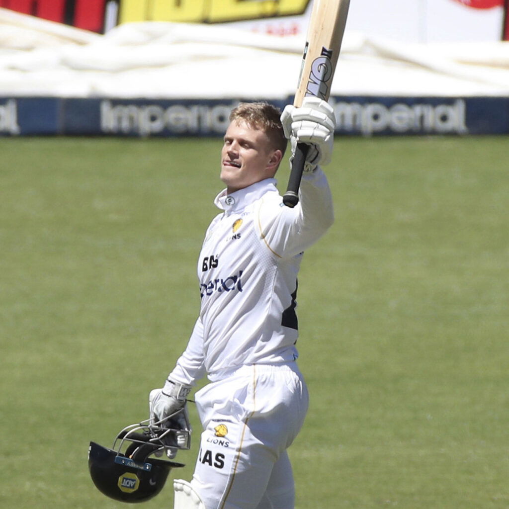 Ryan Rickelton of the Lions celebrates after scoring 100 runs, scoring a century during Day 2 of the CSA 4-Day Series 2021/22 cricket match between Imperial Lions and Northwest Dragons at the Imperial Wanderes Stadium, Johannesburg on 30 October 2021 ©Gavin Barker/BackpagePix