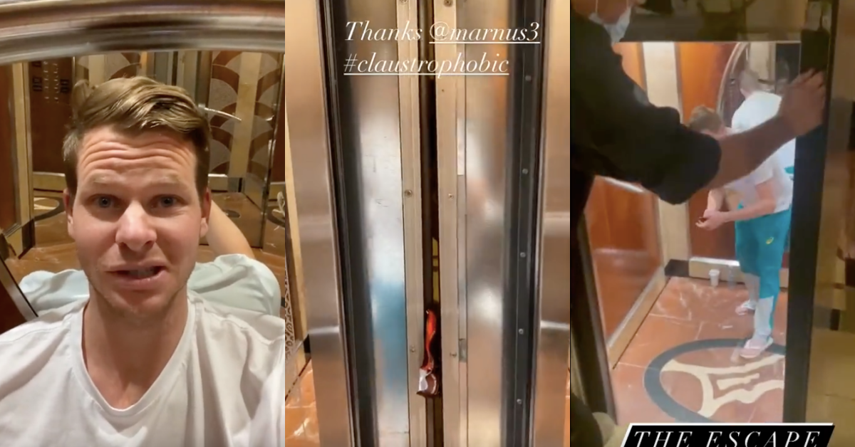 Watch – Steve Smith Shares Videos After Getting Stuck In A Lift At Melbourne Hotel For An Hour