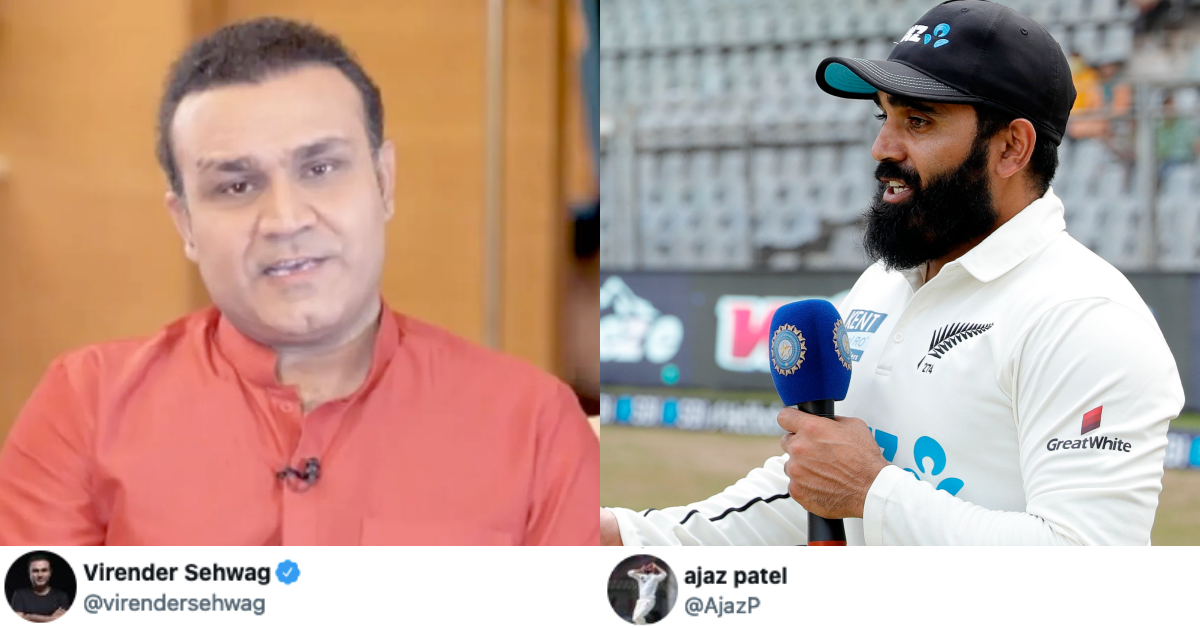 ‘Still Remember You Hitting Me Out Of Park’- Ajaz Patel Gives Funny Reply To Virender Sehwag’s Appreciation Tweet