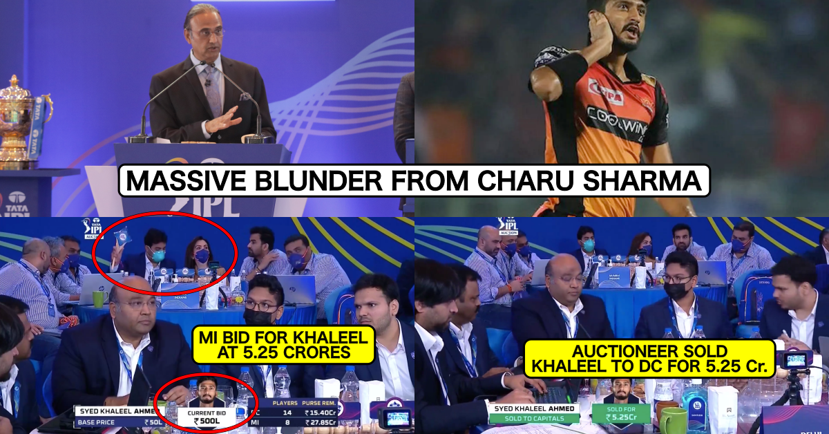 Watch: Charu Sharma Produces The Blunder Of The Decade In IPL Auction 2022 As He Robs Off Mumbai Indians' Bid For Khaleel Ahmed And Gifts The Player To Delhi Capitals