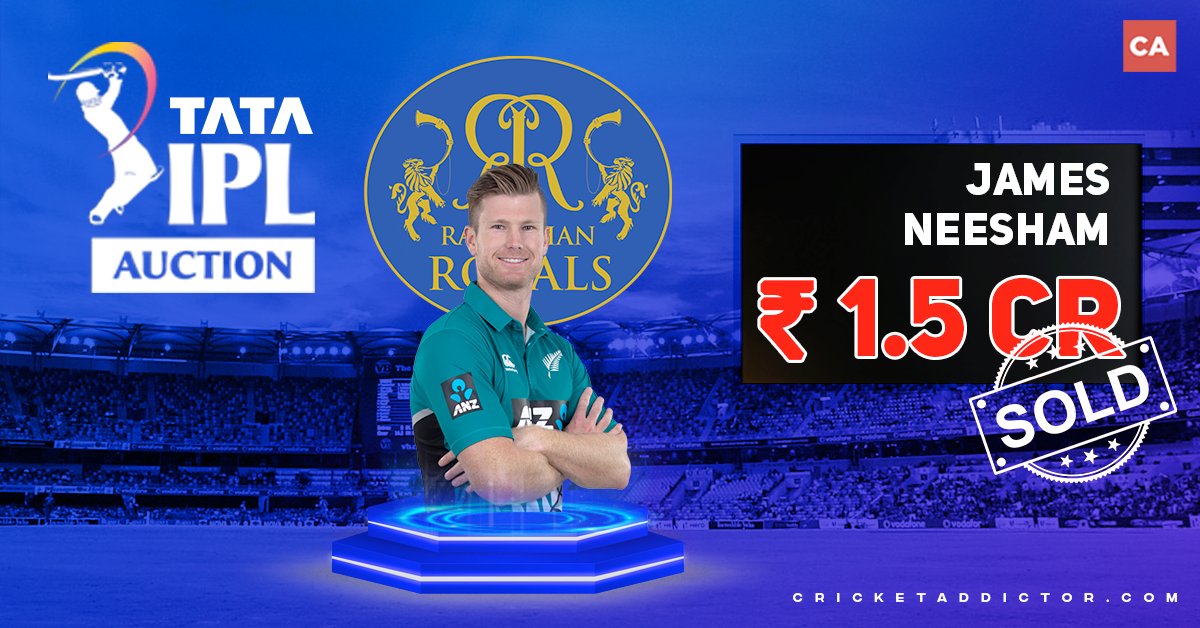 James Neesham Bought By Rajasthan Royals For INR 1.5 Crores In IPL 2022 Mega Auction