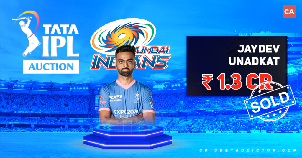 Jaydev Unadkat Bought By Mumbai Indians For INR 1.30 Crores In The IPL 2022 Mega Auction
