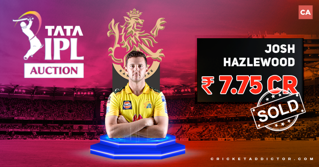 Josh Hazlewood Bought By Royal Challengers Bangalore (RCB) For INR 7.75 Crore In IPL 2022 Mega Auction