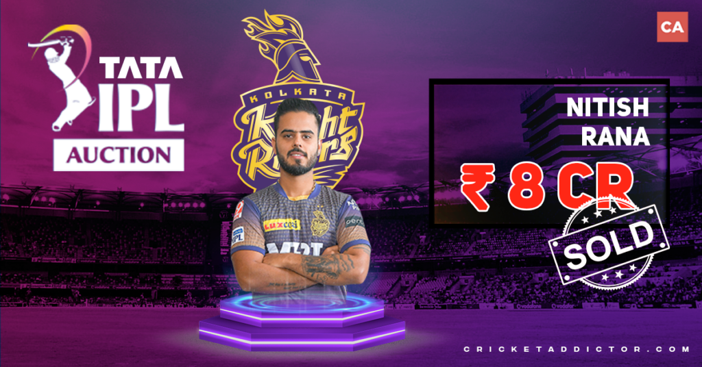 Nitish Rana Bought By Kolkata Knight Riders For INR 8 Crores In IPL 2022 Mega Auction