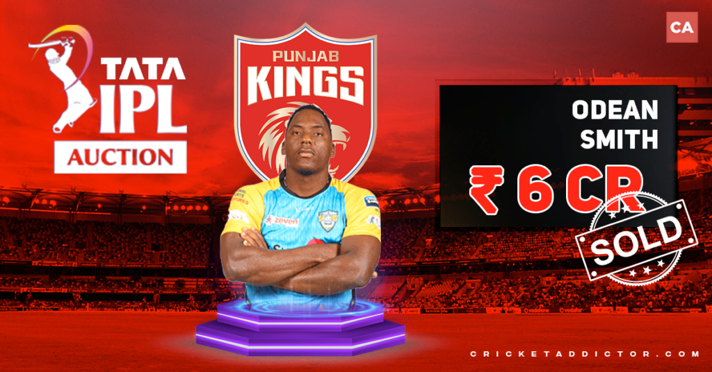 Odean Smith Bought By Punjab Kings For INR 6 Crores In The IPL 2022 Mega Auction