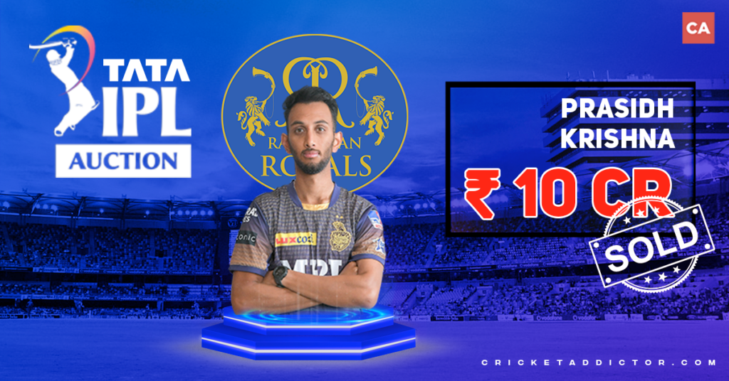 Prasidh Krishna Bought By Rajasthan Royals For INR 10 Crores In IPL 2022 Mega Auction
