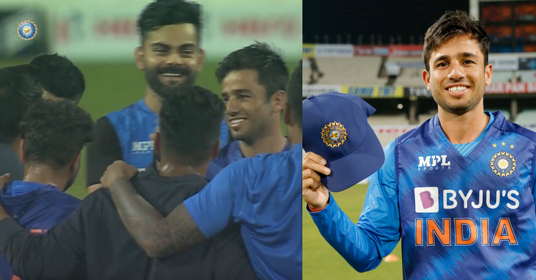 IND vs WI: Watch – Ravi Bishnoi Receives His Maiden India T20I Cap From Yuzvendra Chahal