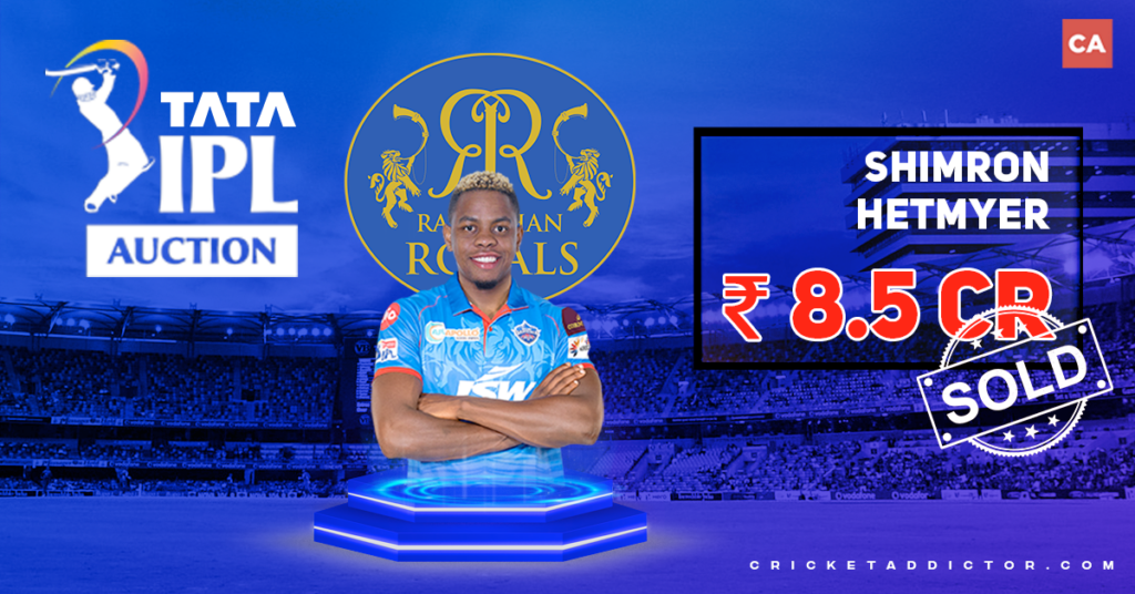 Shimron Hetmyer Bought By Rajasthan Royals For INR 8.5 Crores In IPL 2022 Mega Auction