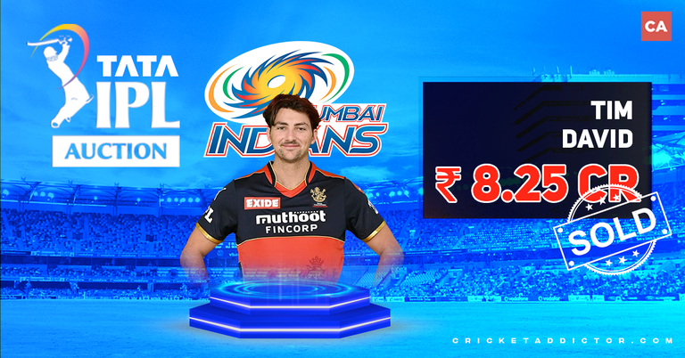 Tim David Bought By Mumbai Indians (MI) For INR 8.25 Crore In IPL 2022 Mega Auction
