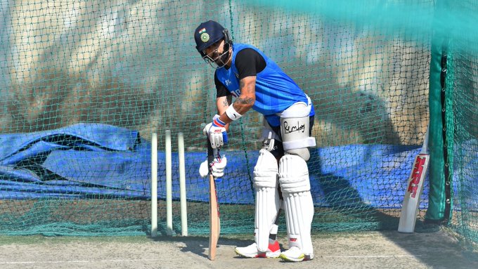 Virat Kohli in nets in Mohali. Photo- Hindustan Times