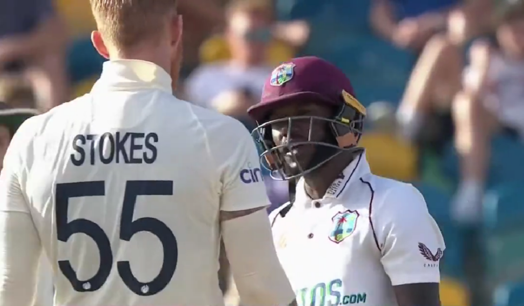 Ben Stokes and Jermaine Blackwood. Photo- Twitter