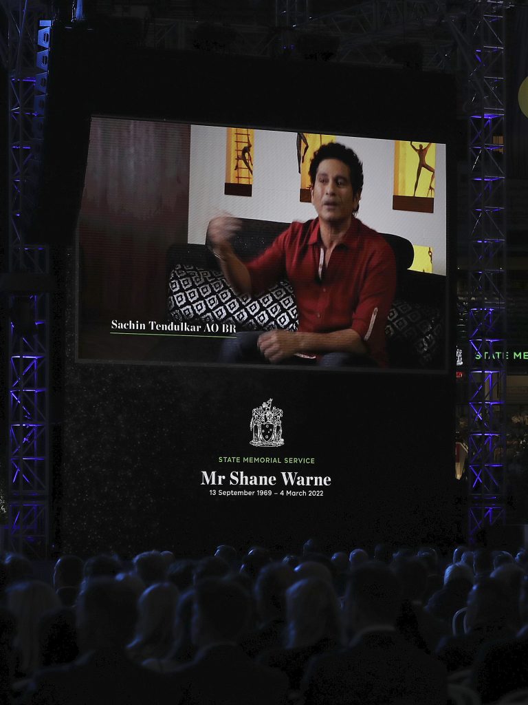 Sachin Tendulkar at Shane Warne's memorial service