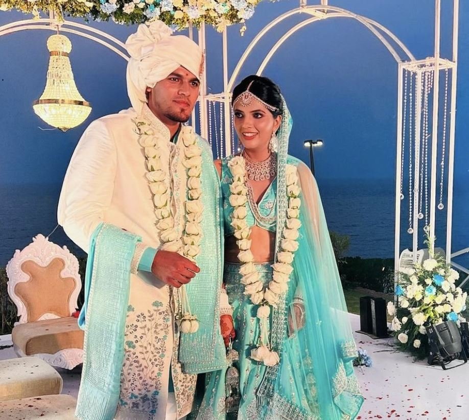 Indian Leg-Spinner Rahul Chahar Ties The Knot With Longtime Girlfriend Ishani. Photo- Instagram