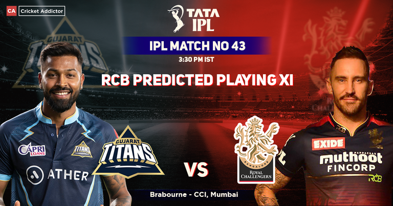 Gujarat Titans vs Royal Challengers Bangalore, RCB Playing 11 vs GT (Predicted), IPL 2022, Match 43, GT vs RCB