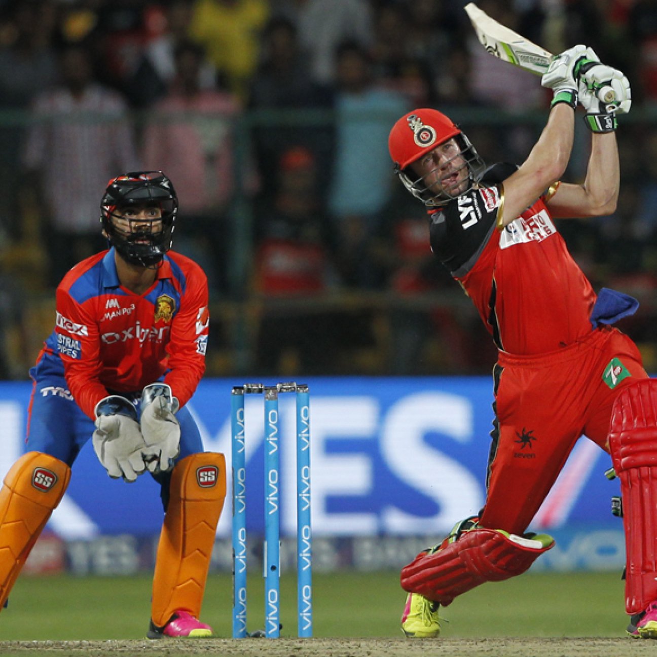 AB de Villiers of Royal Challengers Bangalore bats during match 57 (Qualifier 1) of the Vivo IPL ( Indian Premier League ) 2016 between the Gujarat Lions and the Royal Challengers Bangalore held at The M. Chinnaswamy Stadium in Bangalore, India, on the 24th May 2016 Photo by Deepak Malik / IPL/ SPORTZPICS