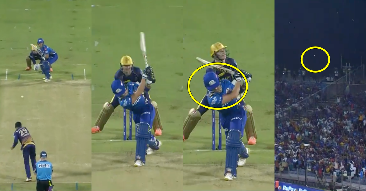 KKR vs MI: Watch - Dewald Brevis Hits A No-Look Six Off Varun Chakravarthy