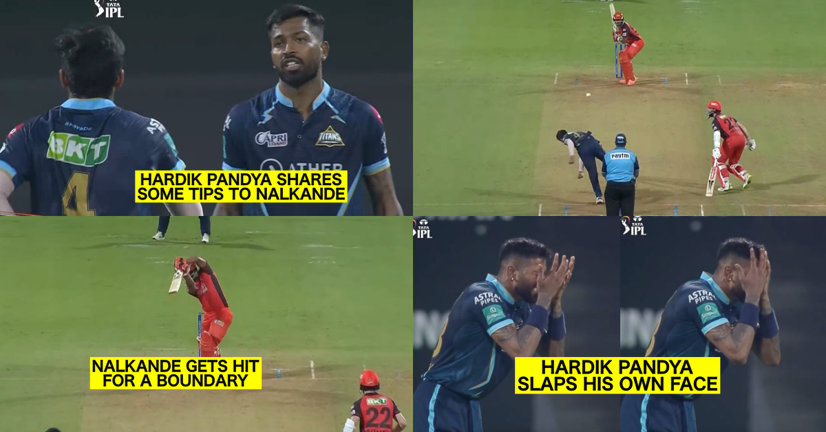 SRH vs GT: Watch - Hardik Pandya Facepalms After Rahul Tripathi Smacks Darshan Nalkande For A Boundary