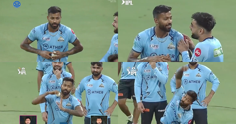 RR vs GT: Watch - Hardik Pandya Tries To Copy Rashid Khan’s Bowling Action; Spinner Laughs