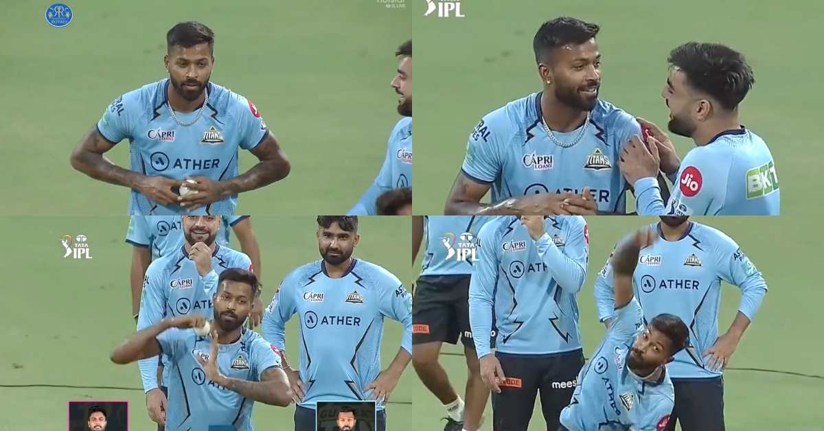 RR vs GT: Watch - Hardik Pandya Tries To Copy Rashid Khan’s Bowling Action; Spinner Laughs