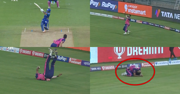 MI vs RR: Watch - Navdeep Saini Injures Himself As He Holds Onto A Terrific Catch To Dismiss Ishan Kishan