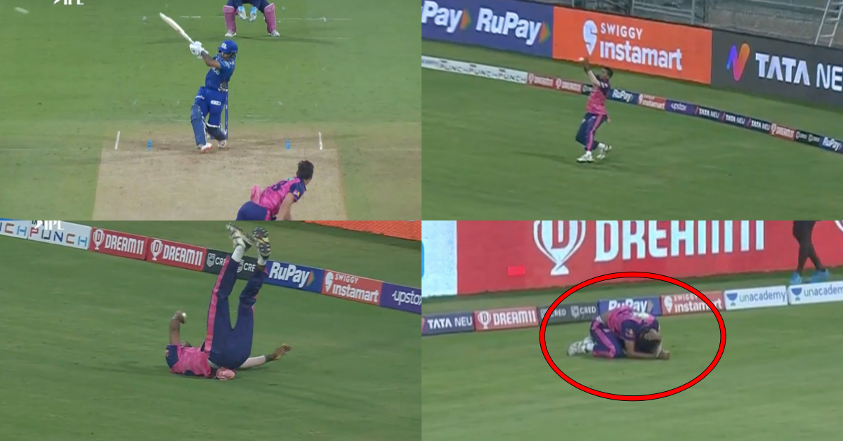 MI vs RR: Watch - Navdeep Saini Injures Himself As He Holds Onto A Terrific Catch To Dismiss Ishan Kishan