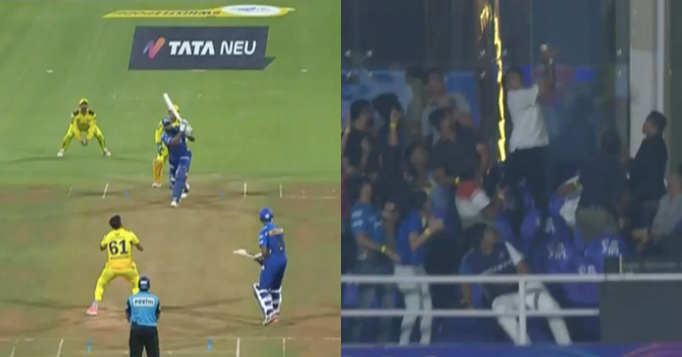 MI vs CSK: Watch - Fan Takes Catch In Stands After Kieron Pollard Hits Six Off Maheesh Theekshana