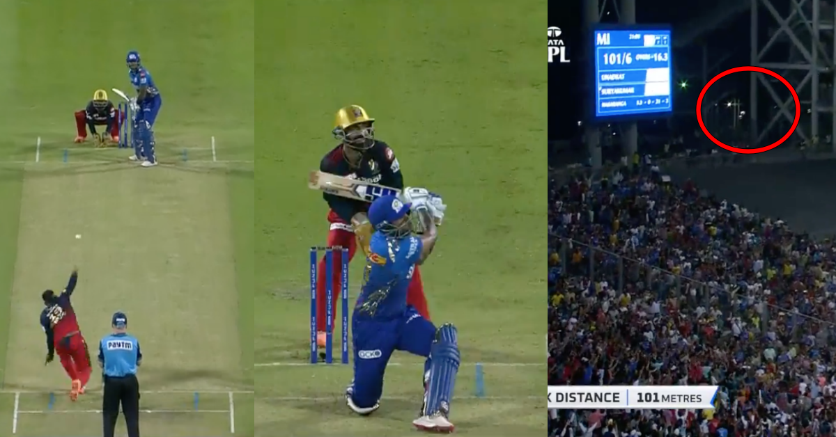 RCB vs MI: Watch - Suryakumar Yadav Smashes 101-m Six Off Wanindu Hasaranga