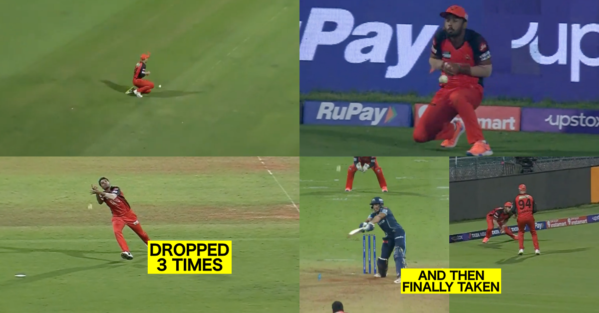 SRH vs GT Watch - Rahul Tripathi Takes A Neat Catch Near Boundary To Dismiss Abhinav Manohar After The Latter Is Dropped Multiple Times