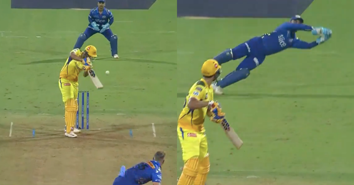 MI vs CSK: Watch - Ishan Kishan’s Diving Two-Handed Beauty Sends Back Shivam Dube