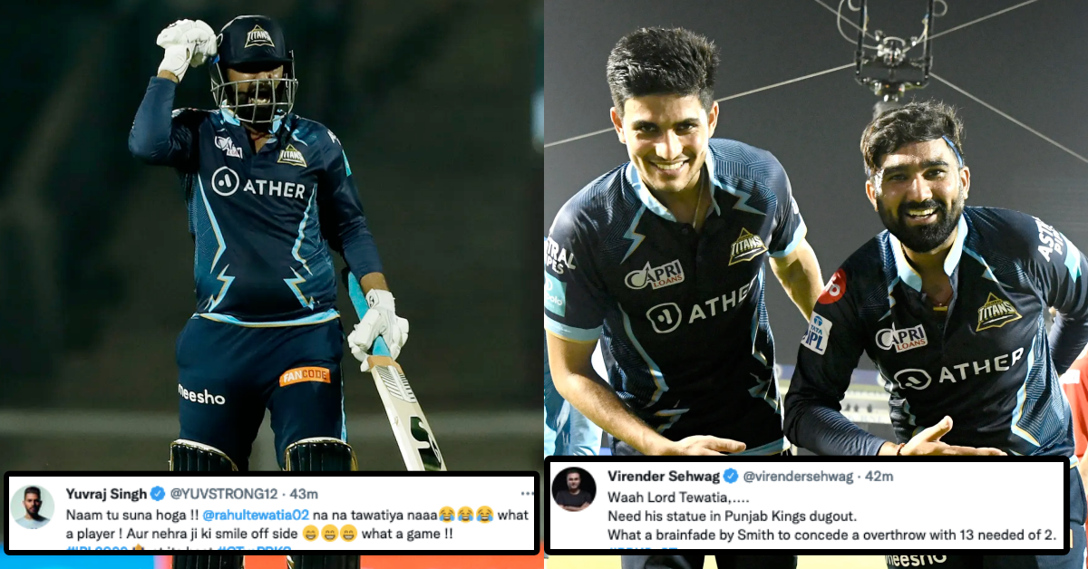 PBKS vs GT: Twitter Erupts As Rahul Tewatia Smashes 2 Sixes Off Last 2 Balls To Maintain Gujarat Titans Unbeaten Start