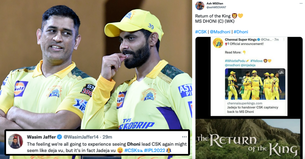 IPL 2022: “Return Of The King” – Twitter Reacts As Ravindra Jadeja Gives Chennai Super Kings (CSK) Captaincy Back To MS Dhoni
